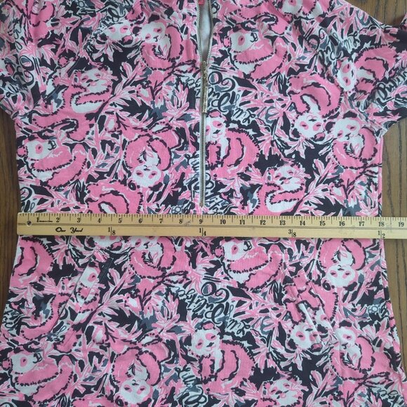 Lilly Pulitzer Hangin With My Boo Skipper Pink Sz M Terry 1/2 Zip Sweatshirt Top - Picture 13 of 16